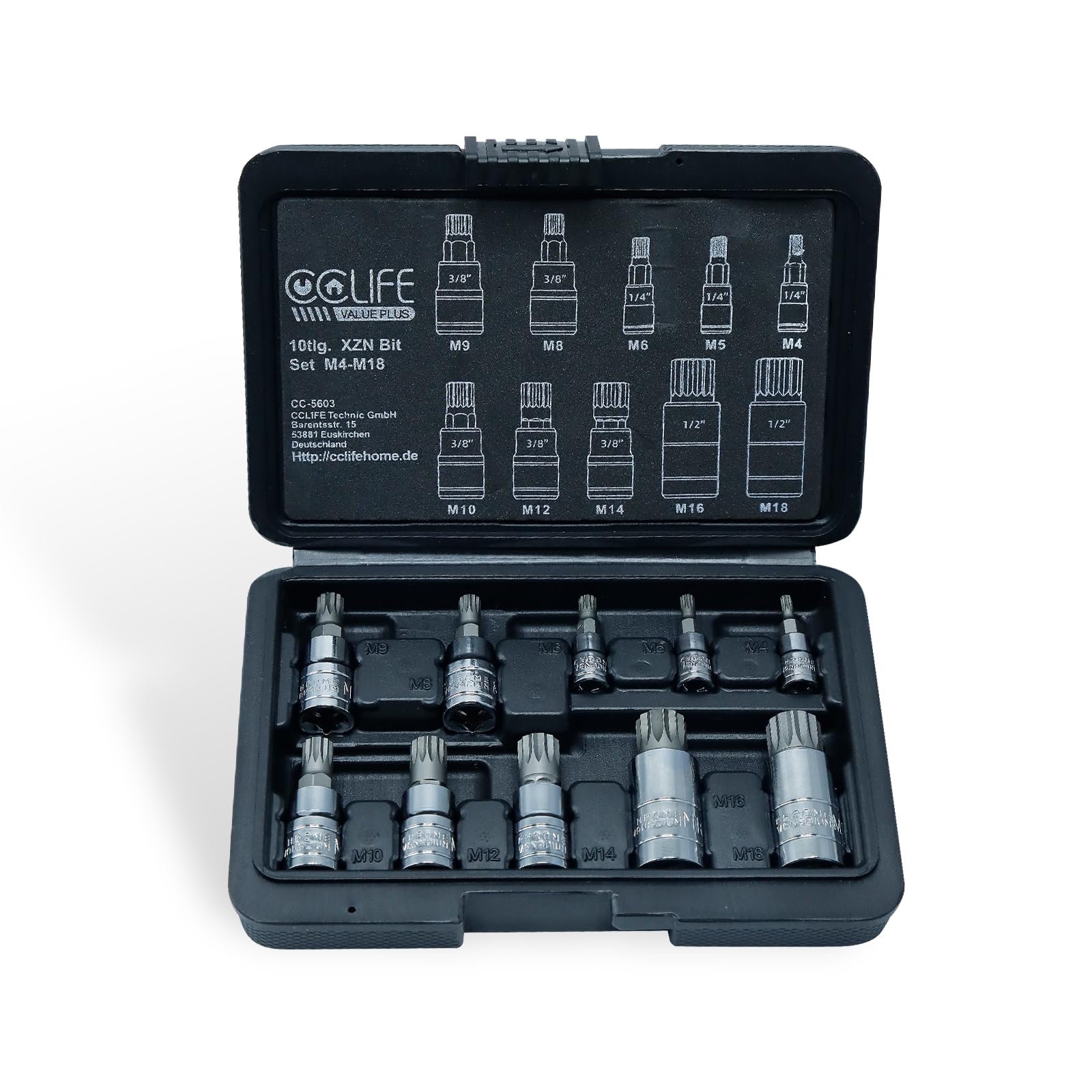 CCLIFE 10 x XZN Torx Socket Wrenches M4 - M18, S2 Alloy Steel Socket Bit Set
