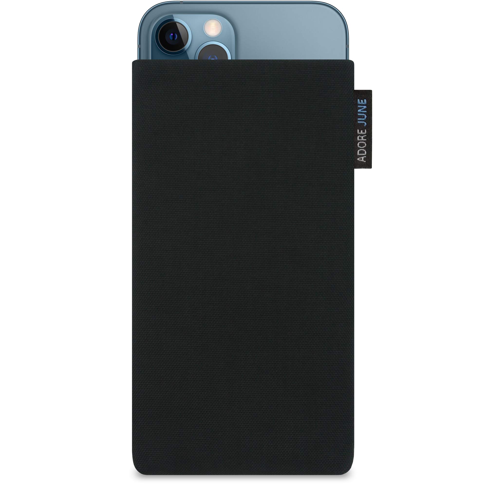Adore June Classic Black Case Compatible with iPhone 13 / iPhone 13 Pro/iPhone 12 / iPhone 12 Pro Mobile Phone Case Made of Durable Cordura Fabric with Screen Cleaning Effect, Made in Europe