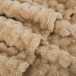 Puncuntex Beige Throw Blanket 60"×80" inches Fuzzy