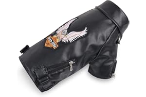 SIOOYITO Warm Winter Dog Coat for Small and Medium Sized Dogs - Windproof and Waterproof Puppy Jacket - Cool Pet Leather Clothes for Chihuahua and Yorkie - Black Small