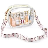 SATINIOR Baseball Game Day Transparent Bag for Stadium Events Crossbody Purse Bag Stadium Approved Clear Shoulder Purse for Baseball Concerts Sports Events