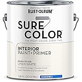 Rust-Oleum 380220 Linen White Sure Color Interior Paint + Primer, Eggshell, 1 Gal