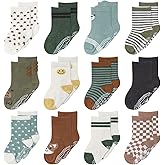 The Peanutshell Organic Baby Unisex Socks 0-24 Months Set of 12 - Non-Slip Grip Soft Cotton Newborn & Toddler Socks - Neutral