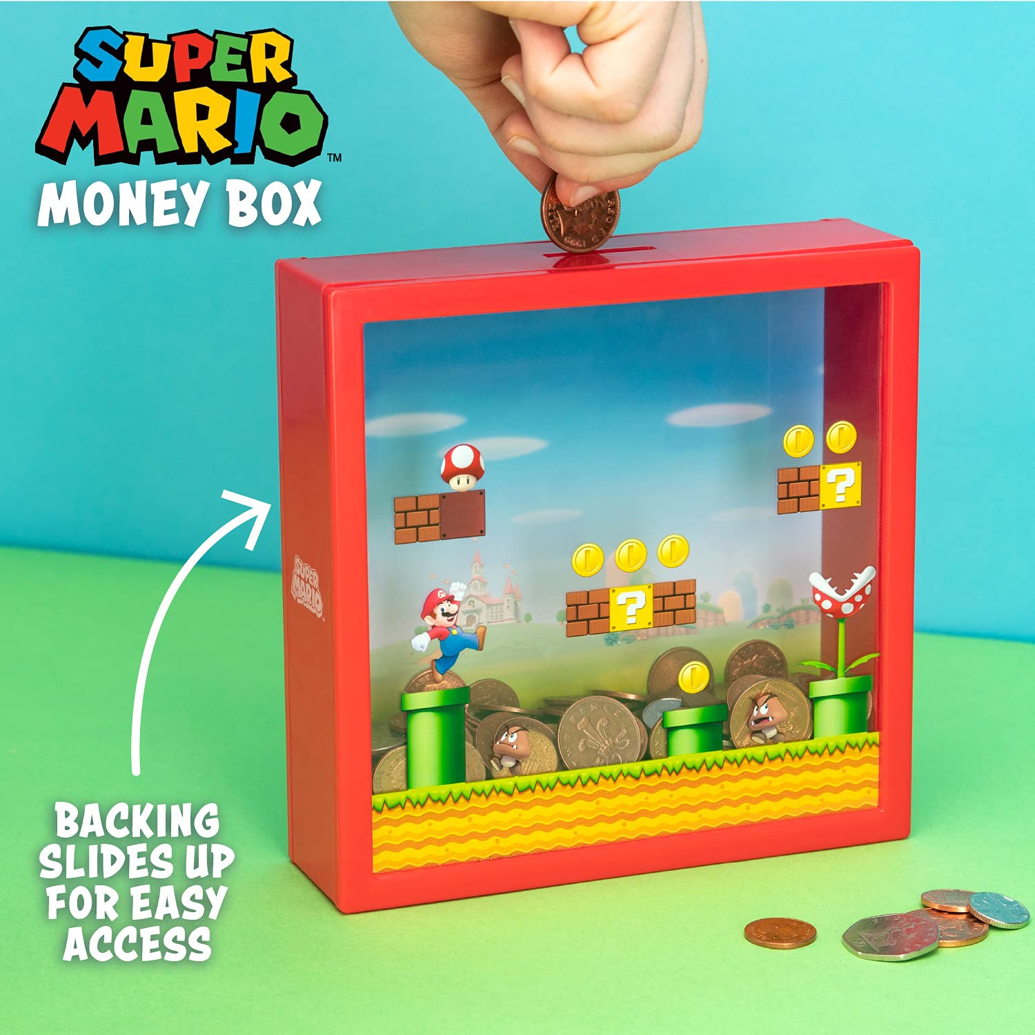 Super Mario Arcade Money Box - Officially Licensed Nintendo Mario Bros Piggy Bank for Cash Savings, Gift for Kids, Bedroom Decor | Paladone