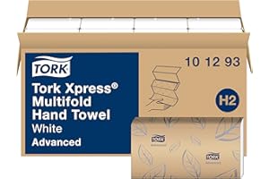 Tork Xpress Soft Multifold Hand Towel White with Grey Leaf Print, Absorbent, 189 Towels Per Pack, 16 Packs, Fits H2 Towel Dispensers