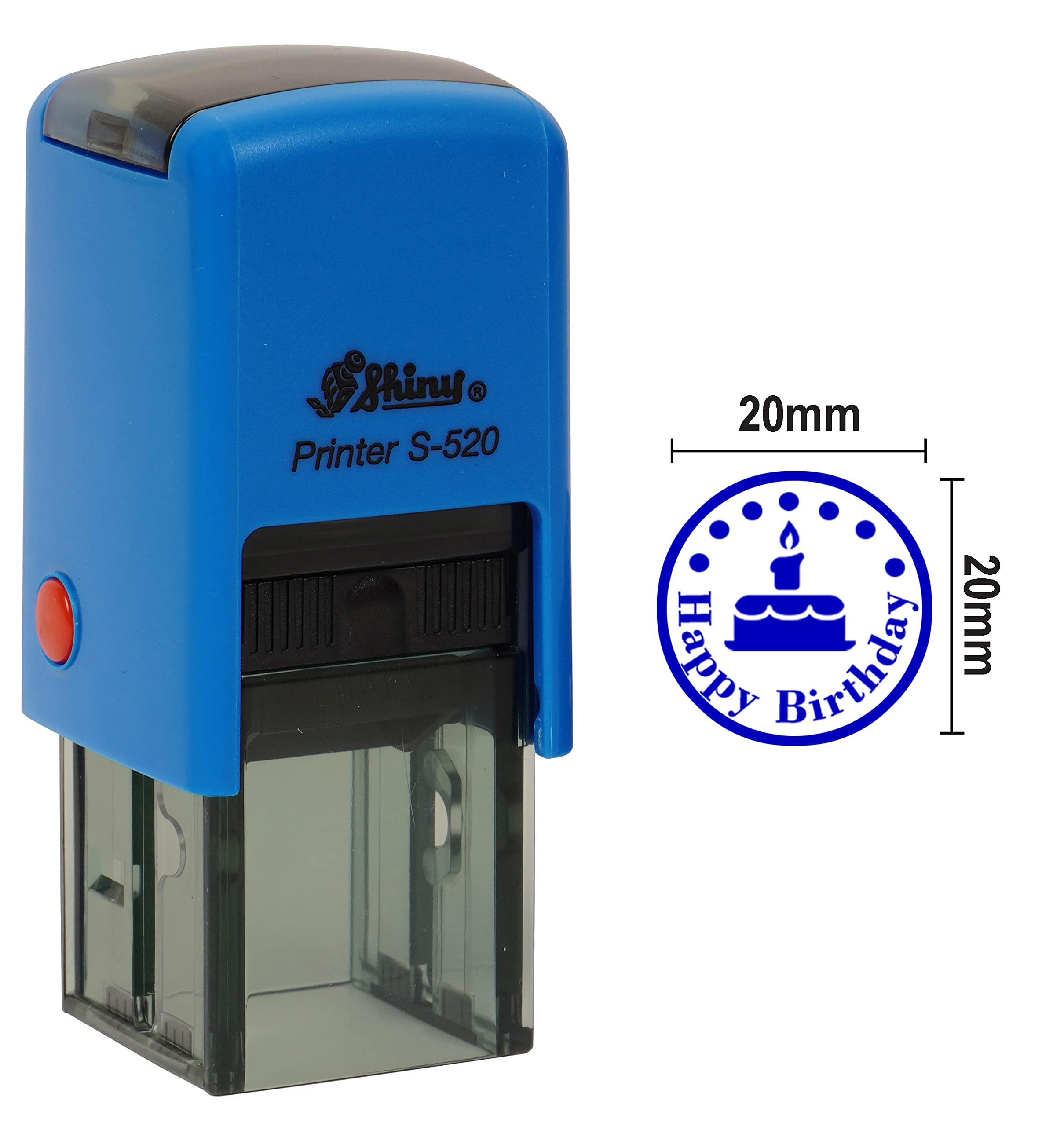 Happy Birthday Round Self Inking Birthday Stamps 20mm Miny Shiny Mounted Rubber Stamp