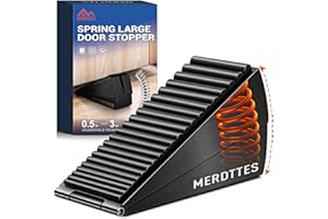MERDTTES Upgrade Strongest Spring Large Door Stoppers - Heavy Duty Door Stopper Wedge, 3 in Tall Door Stoppers for Bottom of Doors, Rubber Door Stop for Extra Strong Grip Metal Doorstop Suits Any Heavy Door