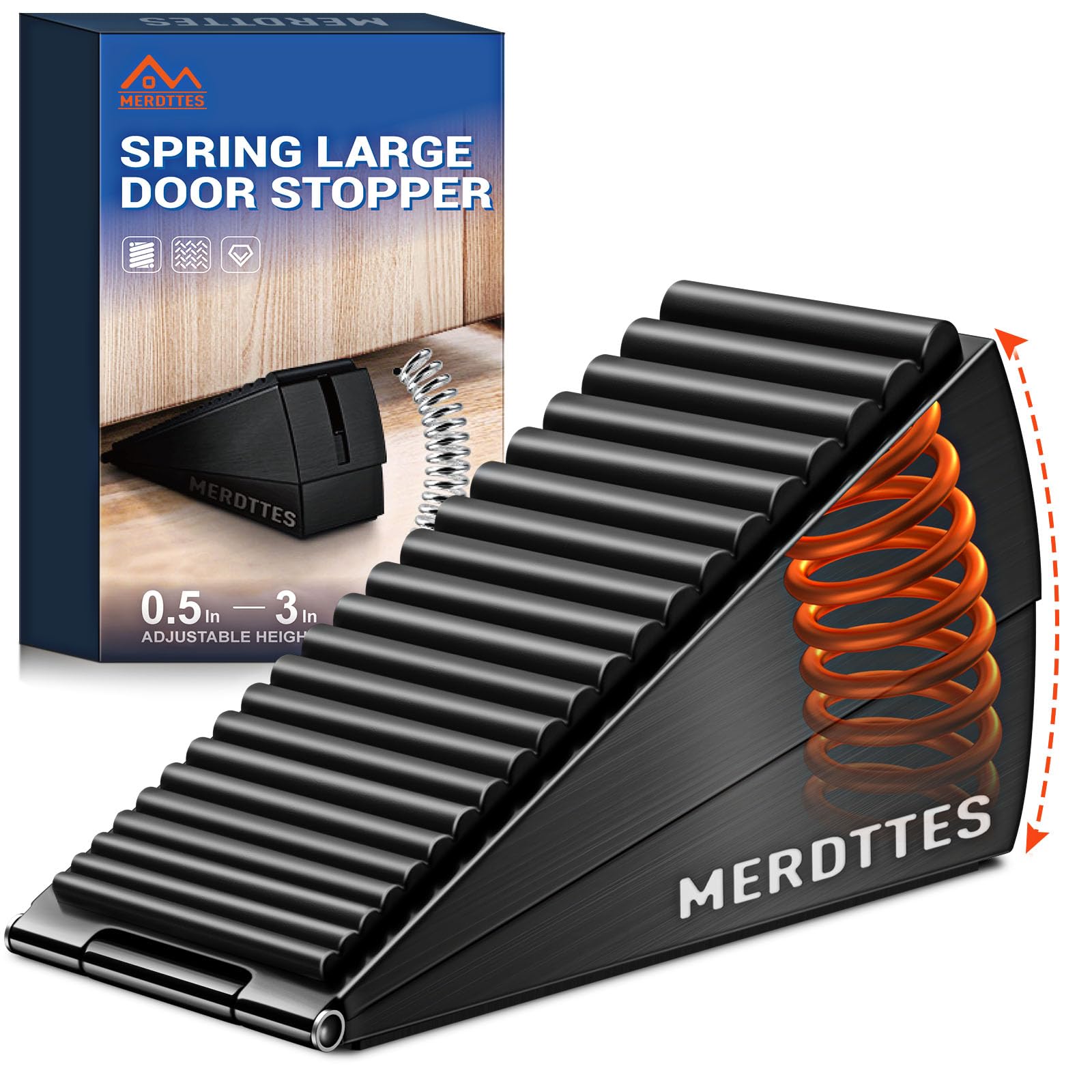 Photo 1 of Upgrade Strongest Spring Large Door Stoppers - Heavy Duty Door Stopper Wedge, 3 in Tall Door Stoppers for Bottom of Doors, Rubber Door Stop for Extra Strong Grip Metal Doorstop Suits Any Heavy Door