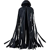 Mistcloak Dark Grey Strips Women Mens Hooded Cardigan Long Cape Cloak Robe for Unisex Adult