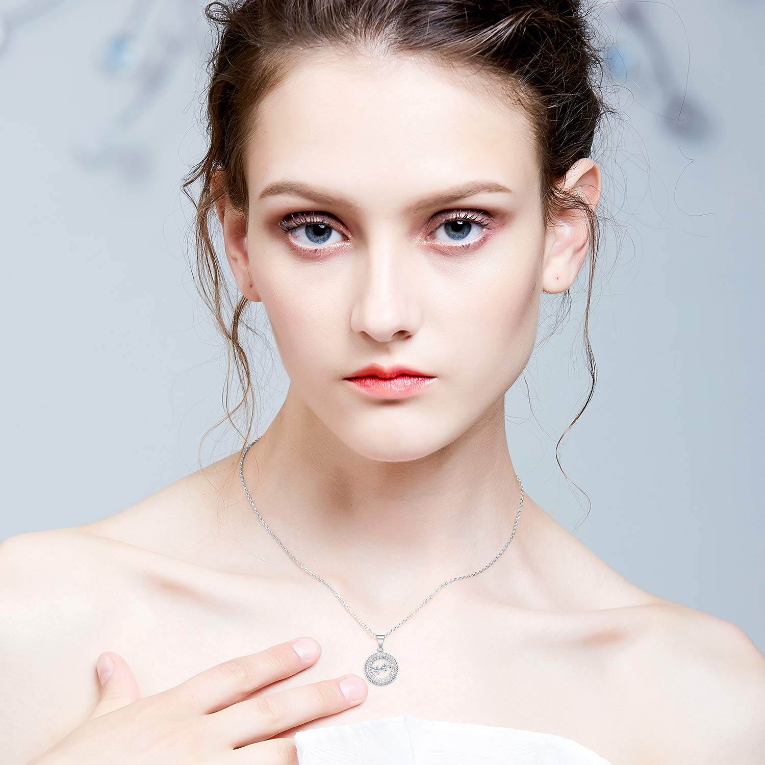 LOUISA SECRET Pendant Necklace, Made Of Cubic Zirconia, Fashion Valentine\'s Day Gift Jewelry 925 Sterling Silver Necklace For Women And Girls