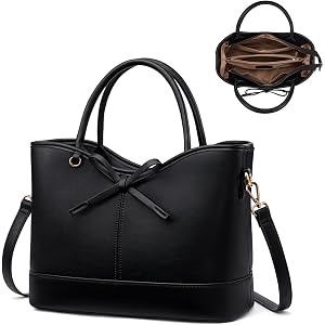 LOVEVOOK Purses for Women, PU Leather Satchel Handbag, Cute Bow Top Handle Bag