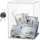 Hicocool Clear Acrylic Piggy Bank with Lock &amp; Key, Reusable Money Box | Crystal-Clear Acrylic Design Lets Kids And Adults Watch Savings Grow, Large Capacity Reusable Box for Saving Plans, Gifts