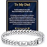 VNOX Gift for Men Dad Husband Son Grandson Brother Silver Stainless Steel Cuban Link Chain Bracelet Birthday Valentines