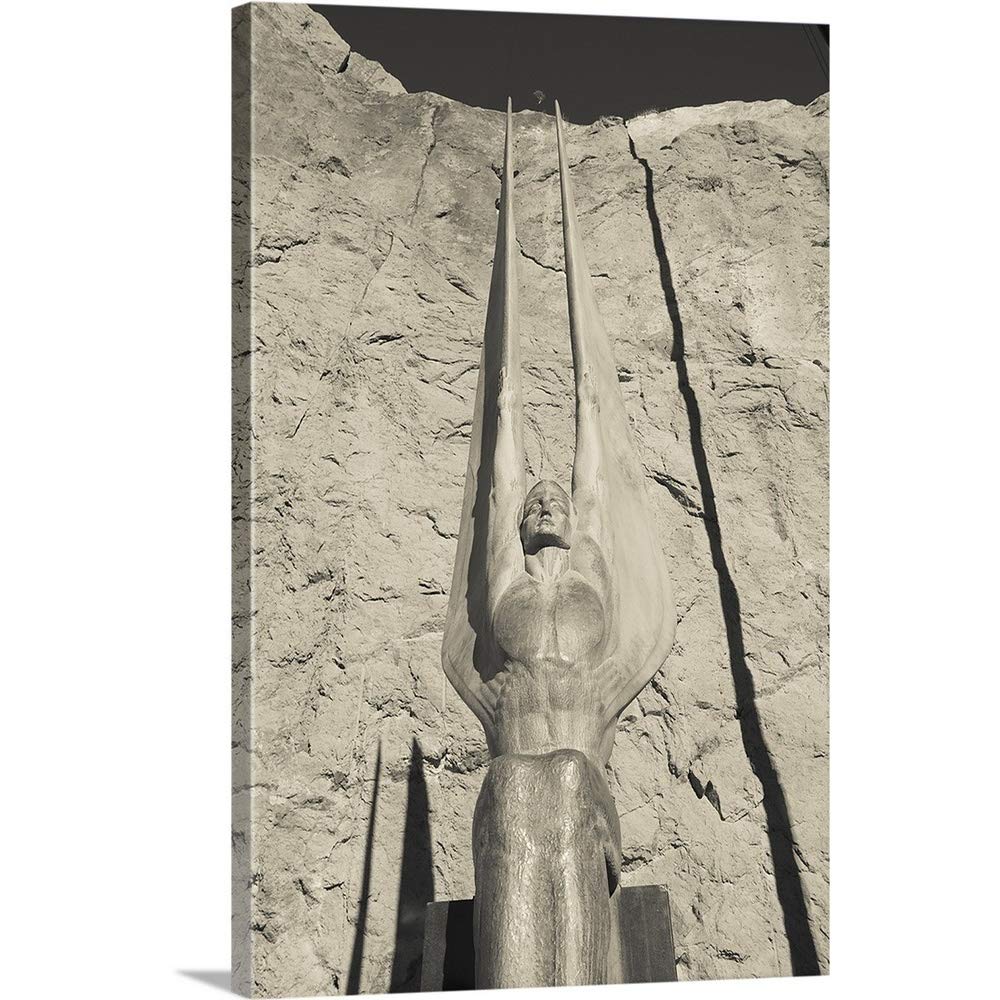 GREATBIGCANVAS Gallery-Wrapped Canvas Entitled Low Angle View of a Statue at a Dam, Boulder City, Hoover Dam, Nevada by 12"x18"
