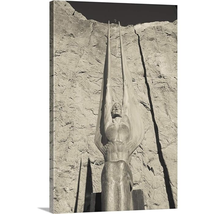 GREATBIGCANVAS Gallery-Wrapped Canvas Entitled Low Angle View of a Statue at a Dam, Boulder City, Hoover Dam, Nevada by 12"x18"