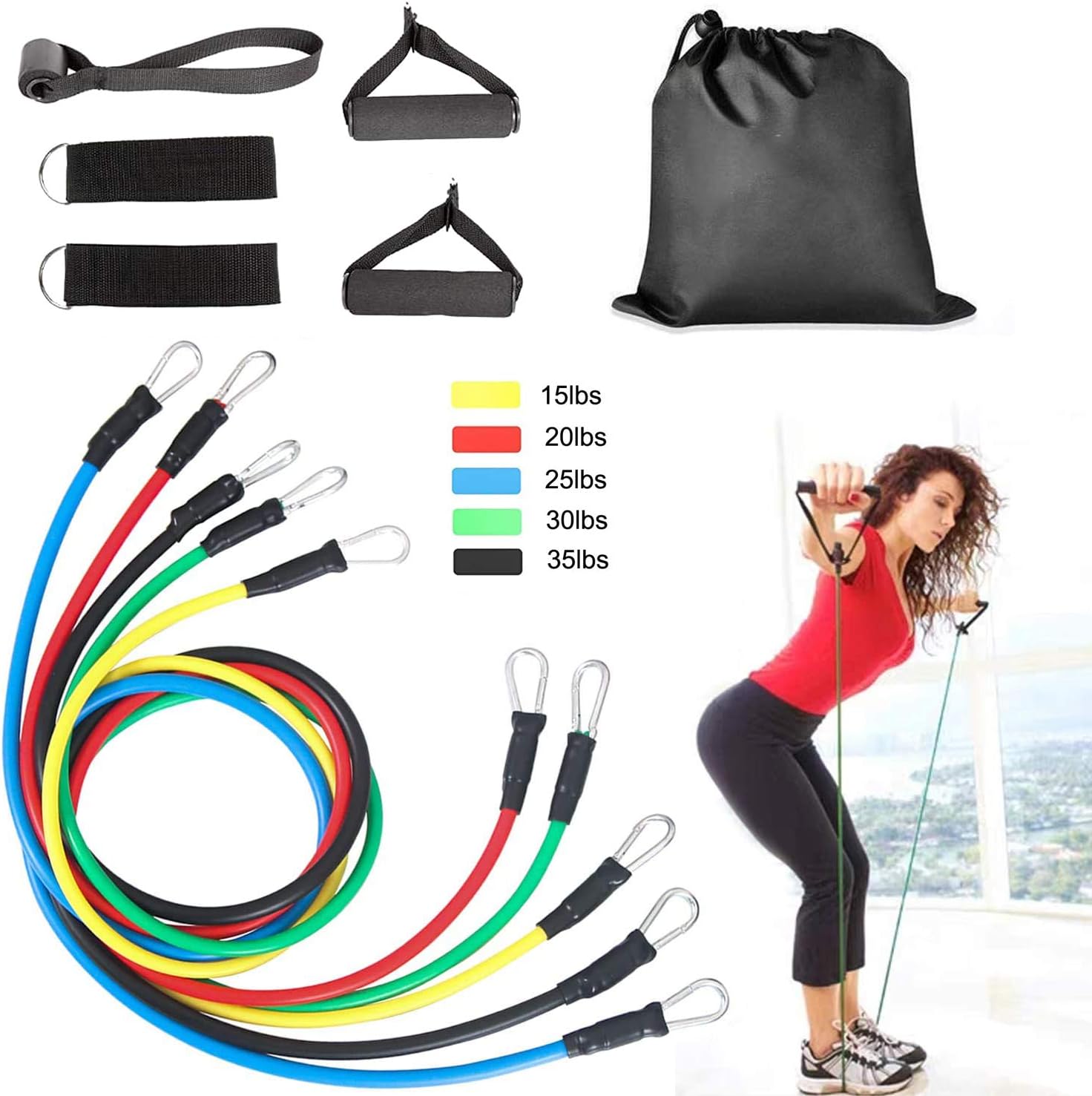 11PCS/Set Resistance Bands Set, Exercise Resistance Band for total body exercise use anywhere, xercises Elastic Pull Rope,Home Gym Equipment for Arm & Legs