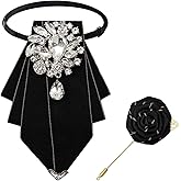 Gsyziux Rhinestone Bow Ties for Men Women, Mens Bow Tie and Lapel Pin Set Pre-tied Bowties for Party Prom Wedding Banquet