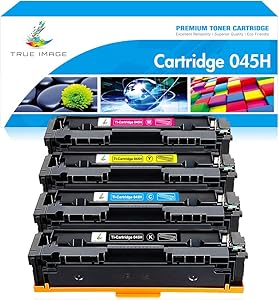 True Image Compatible Toner Cartridge Replacement for Canon 045 045H MF634Cdw Toner Canon Color ImageCLASS MF634Cdw MF632Cdw LBP612Cdw MF632 LBP612 Ink (Black Cyan Yellow Magenta, 4-Pack)