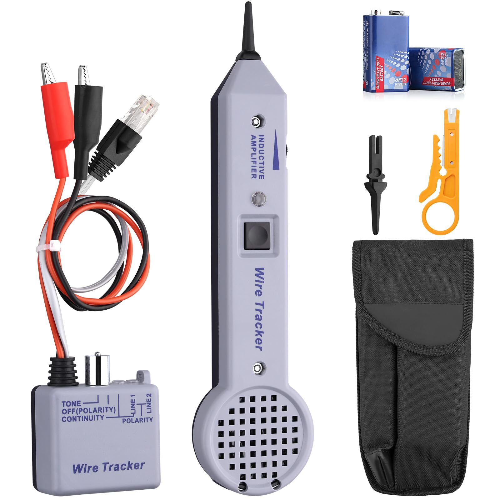 Proster Tone Generator Kit 200EP High Accuracy Wire Tracer Circuit Tester with Storage Bag Cable Toner Inductive Amplifier Cable Tester Kit with Adjustable Volume for Network Cable Collation