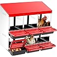 ZenxyHoC Two-Tier Chicken Nesting Box, 6 Hole Metal Chicken Egg Laying Box with Swing Perch and Rollout Egg Collection for Chicken Coop