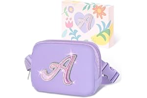COSHAYSOO Christmas Birthday Gifts for 5 6 7 8 9 10 11 12 13 14 Year Old Girl Purple Fanny Pack Belt Bag Crossbody Purse for Teen Girls,Cute Tween Girls Trendy Stuff Initial Monogram Letter A