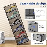 TidyTrove 6 Pcs Clear Shoe Storage Box Stackable Magnetic Door Black view 5
