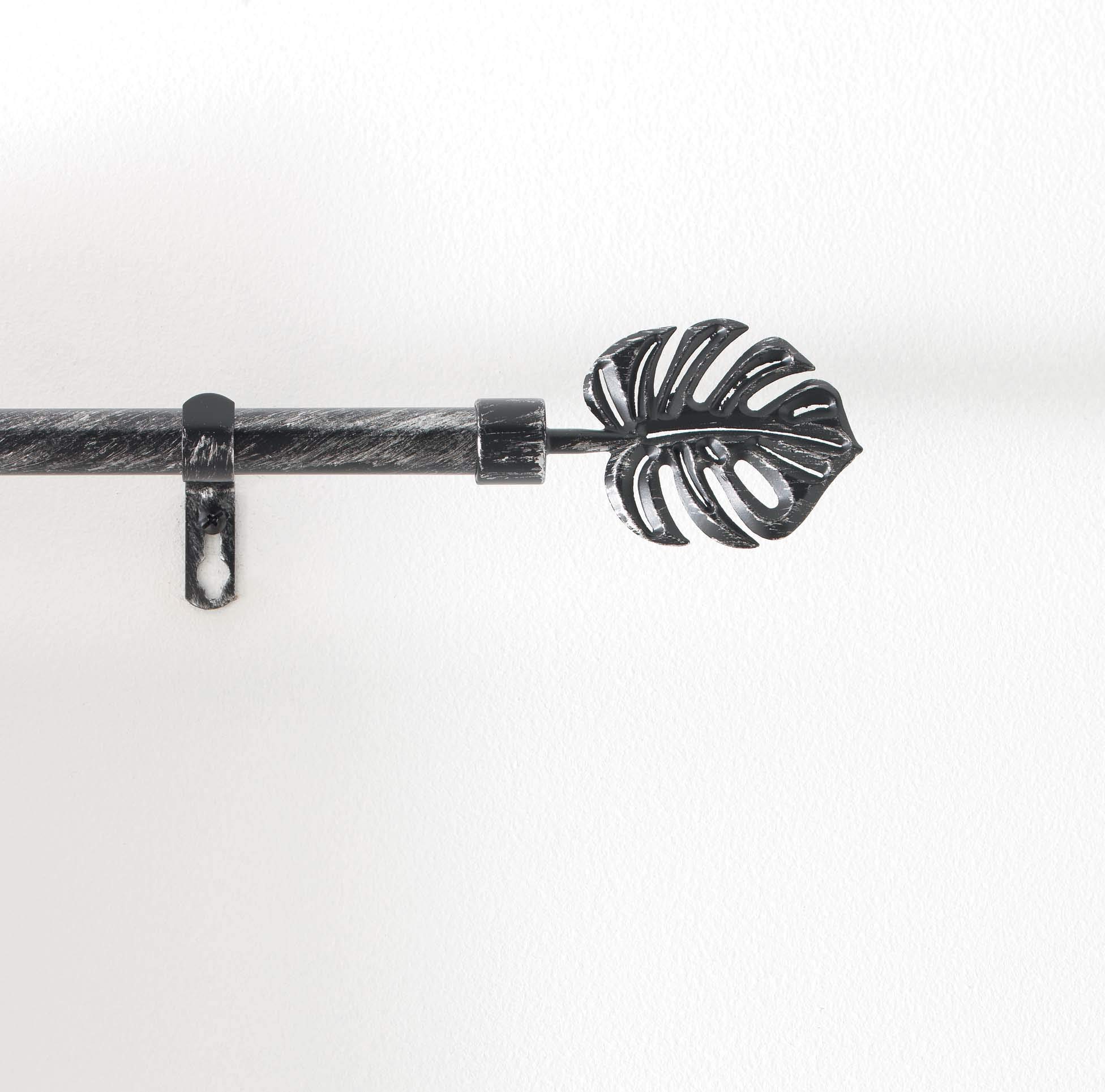 Douceur d'Intérieur, Tropi Extendable Curtain Pole Complete Kit (120 to 210 cm) Black/Silver, Patina