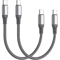 Short USB C to USB C 60W Cable(2 Pack 0.5Ft),USB Type C Fast Charging Nylon Braided Cord Compatible with Android Samsung Gala