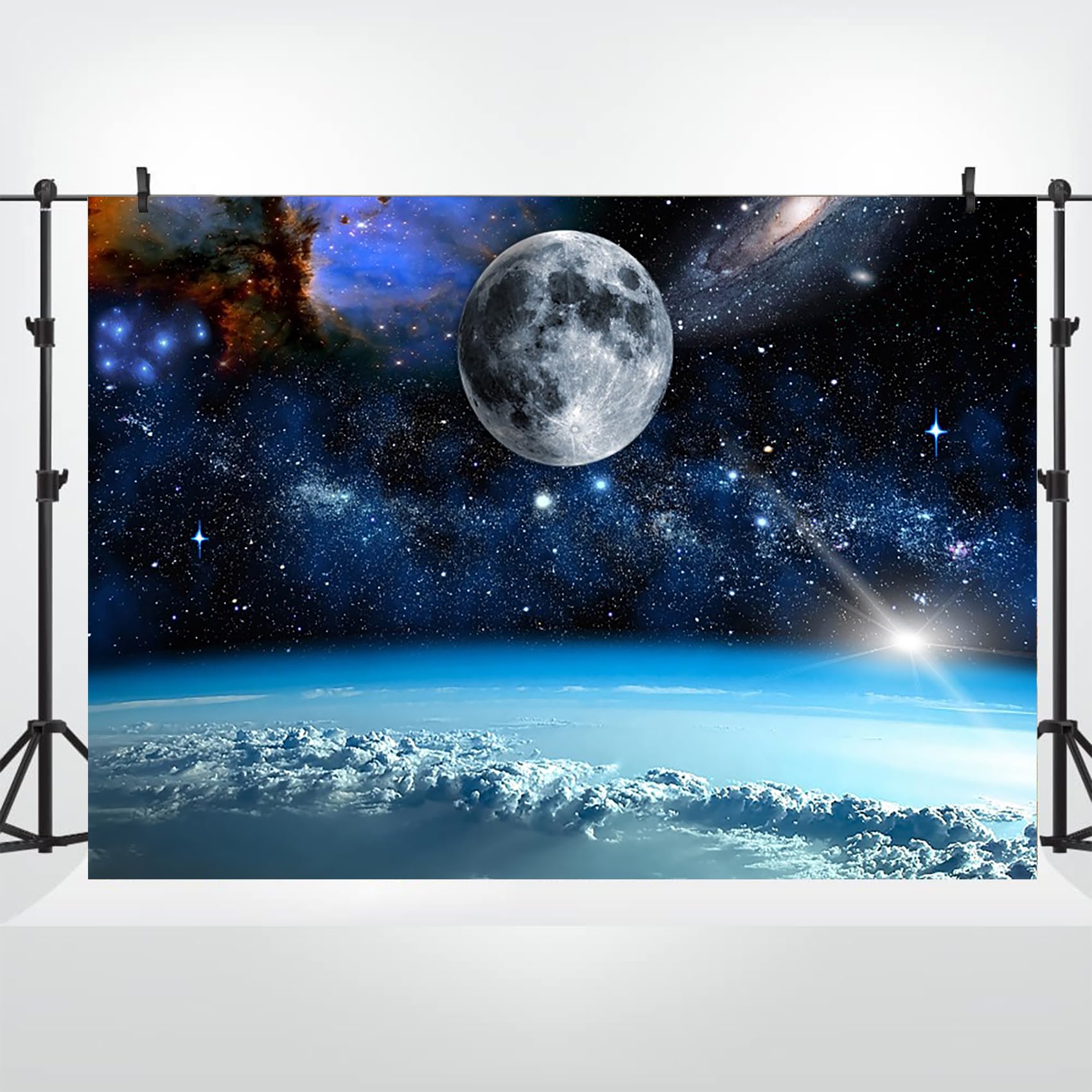 Bovlleetd 7x5ft Space Galaxy Nebula Backdrop Vinyl Starry Night Sky Galaxy Universe Photography Background Dreamy Stars Outer Space Wallpaper for Baby Shower Kids Party Banner Photo Booth Props