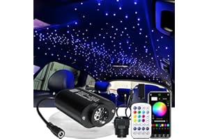 AZIMOM Mini 6W 500pcs Twinkle Fiber Optic Starlight Headliner Kit for Car Home 0.03in 9.8ft End Glow Fiber Strands Sound-Activated APP& Remote Control Starlight Engine