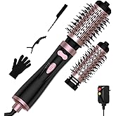 3 in 1 Rotating Hair Dryer Brush, Auto Rotating Blow Dryer Brush Spinning with 2 Brushes (2" & 1.5"), Negative Ionic Brush Blow Dryer, Round Brush Blow Dryer Volumize Curling 100-120V