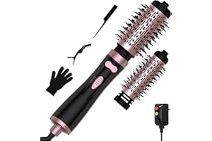 OKWRAP 3 in 1 Rotating Hair Dryer Brush, Auto Rotating Blow Dryer Brush Spinning with 2 Brushes (2" & 1.5"), Negative Ionic Brush Blow Dryer, Round Brush Blow Dryer Volumize Curling 100-120V