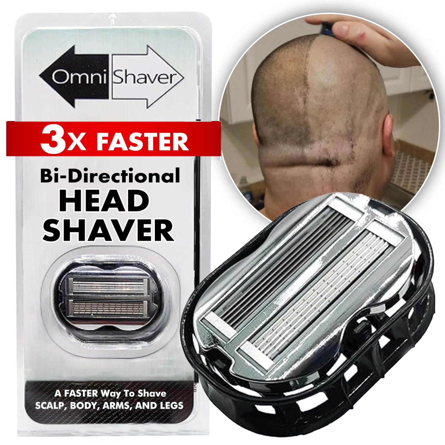 Photo 1 of Premium Omnishaver Bi-Directional Shavers for Men & Women | 3x Faster Than Disposable Razors | Smooth, and Safe | Self-Cleaning, Self-Sharpening Razor Blades for Shaving Head, Legs, Arms, Body (Black)