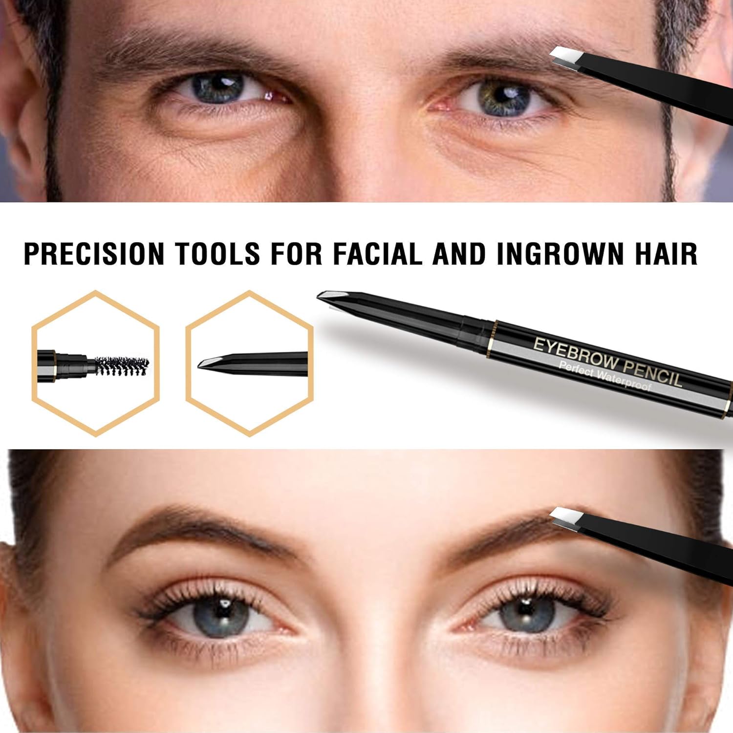 Eyebrow Kit, 8in1, Tweezers for Women and Men – Shaping, Grooming, Threading, Trimming Kit Including Razor, Pencil, Eyebrow Scissors and Brush with Portable Travel Case: Home Improvement