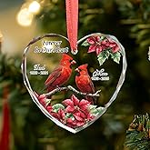 Giantbighands Custom Red Cardinal Memorial Glass Ornament for Parents in Heaven โ Sympathy Gift for Loss of Mom or Dad, Bereavement Window Hanging Keepsake, Remembrance Christmas Ornaments