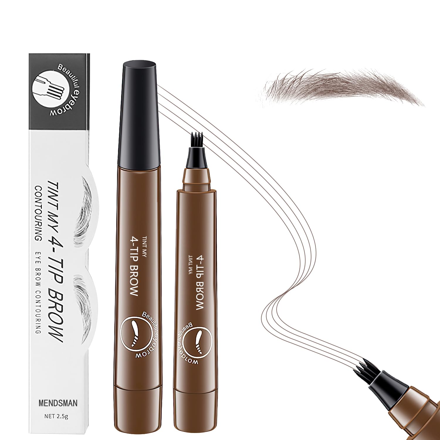 Photo 1 of 2Pcs Magic Microblading Eyebrow Pencil, 4-Tip Brow Pencil with Micro-Fork Tip, 3D Waterproof Microblading Eyebrow Pen, Eyebrow Tattoo Pen for Natural Makeup (Dark Brown)