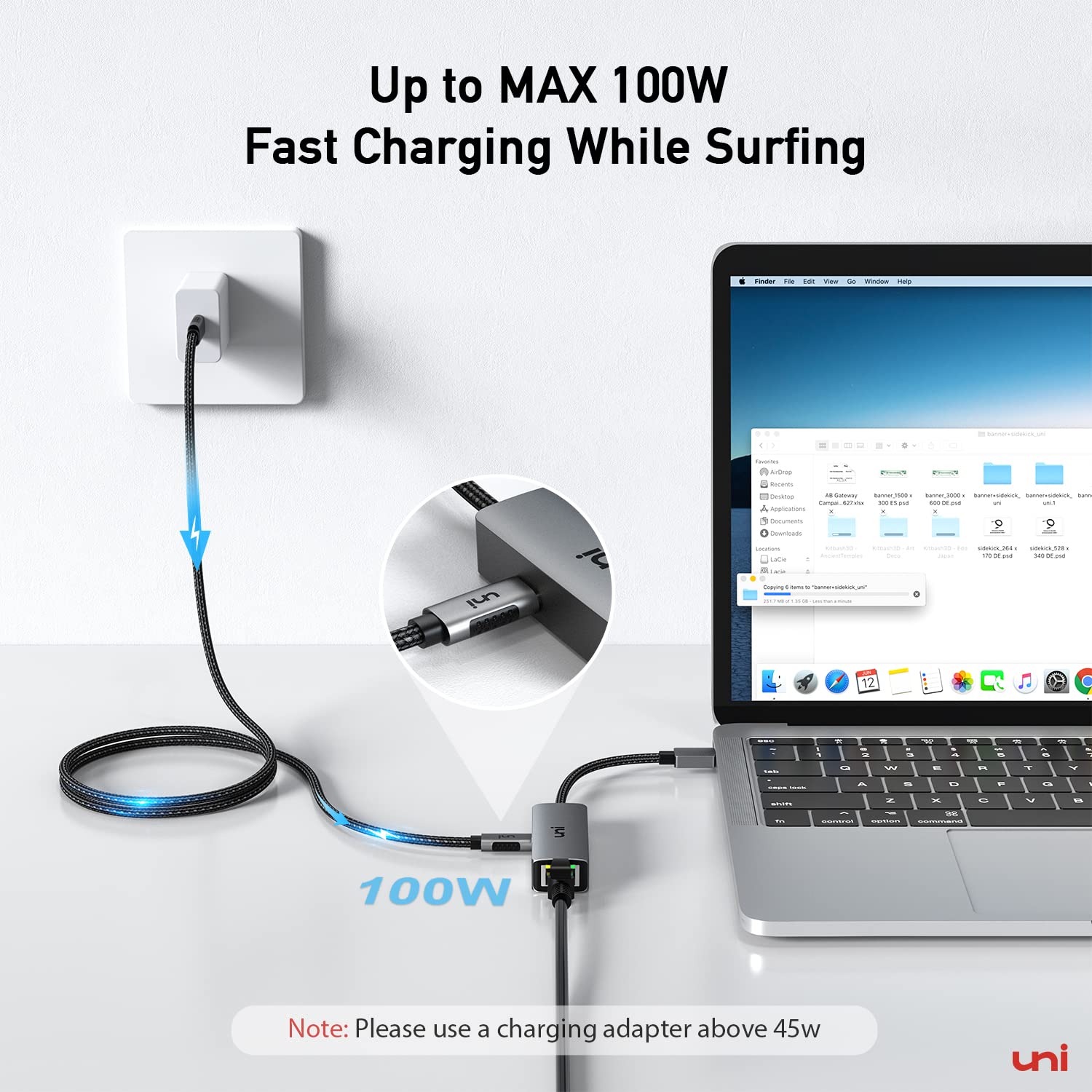 Uni Usb C Ethernet Adapter Aluminium Casing Detail Showing Premium Build Quality