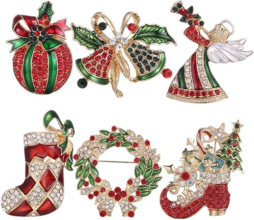 Regali Di Natale Per Famiglia.Poluka 6pcs Natale Spilla Pin Set Per Famiglia Carino Cristallo Spilla Per Festa Regalo Decorazione Per Festa Di Natale Ornamenti Regali Di Natale Spille Decorazione Amazon It Casa E Cucina