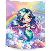 Mermaid Blanket for Girls Blankets Gifts - 40x50 Inches Cozy Flannel Throw for Kids Toddler