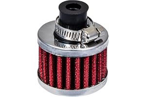 Rtunes Racing 3/8 Inches (10mm) Inlet Universal Engine Air Breather Filter w/clamp (RED, 10mm)
