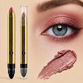 FYNLA Dual-Ended Eyeshadow Stick with Sponge Applicator, Waterproof Shimmer Cream Eyeshadow Stick, Blendable Long Lasting Eye Makeup Pencil for Beginners, Travel Friendly, 2g(#07 Plum Cocoa Brown)