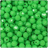 BeadTin Lime Opaque 8mm Faceted Round Plastic Craft Beads (450pcs)