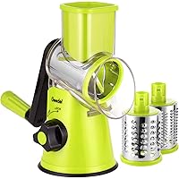 Geedel Rotary Cheese Grater, Kitchen Mandoline Vegetable Slicer with 3 Interchangeable Blades, Easy to Clean Rotary…