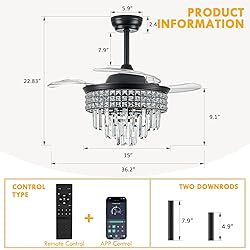 YITGOG Smart Crystal Fandelier with APP