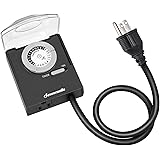DEWENWILS Outdoor Outlet Timer with 2 ft Cord, Waterproof Light Timer with Grounded Electrical Outlet, Heavy Duty Plug in Poo
