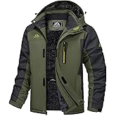 MAGCOMSEN Men's Winter Jacket Ski Snow Waterproof Fleece Coats Snowboard Warm Parka Raincoats with Hood 5 Pockets