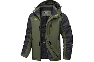 MAGCOMSEN Men's Winter Jacket Ski Snow Waterproof Fleece Coats Snowboard Warm Parka Raincoats with Hood 5 Pockets