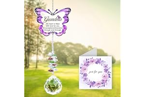 HAKUMATA Grandma Gifts, Grandma Birthday Gifts, Gifts for Grandma from Grandkids, Birthday Gifts for Grandma, Gigi Mimi Gifts for Grandma, Butterfly Crystal Suncatcher for Window Hanging