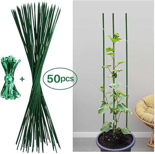Plant Stakes 50 Pack 60cm Plant Support Bamboo Sticks Weather Resistant Canes For Flowers Garden Great For Making Gardening Tripods Amazon Co Uk Garden Outdoors