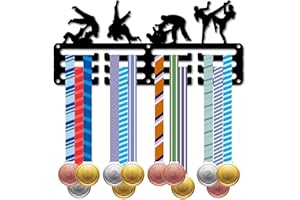 CREATCABIN Jiu Jitsu Medal Holder Sports Medal Hanger Hooks Small Metal Awards Ribbons Display Rack Iron Wall Mounted Frame for Runners Competition Race Victory Gymnastics Dance 11.4 x 5.1 Inch
